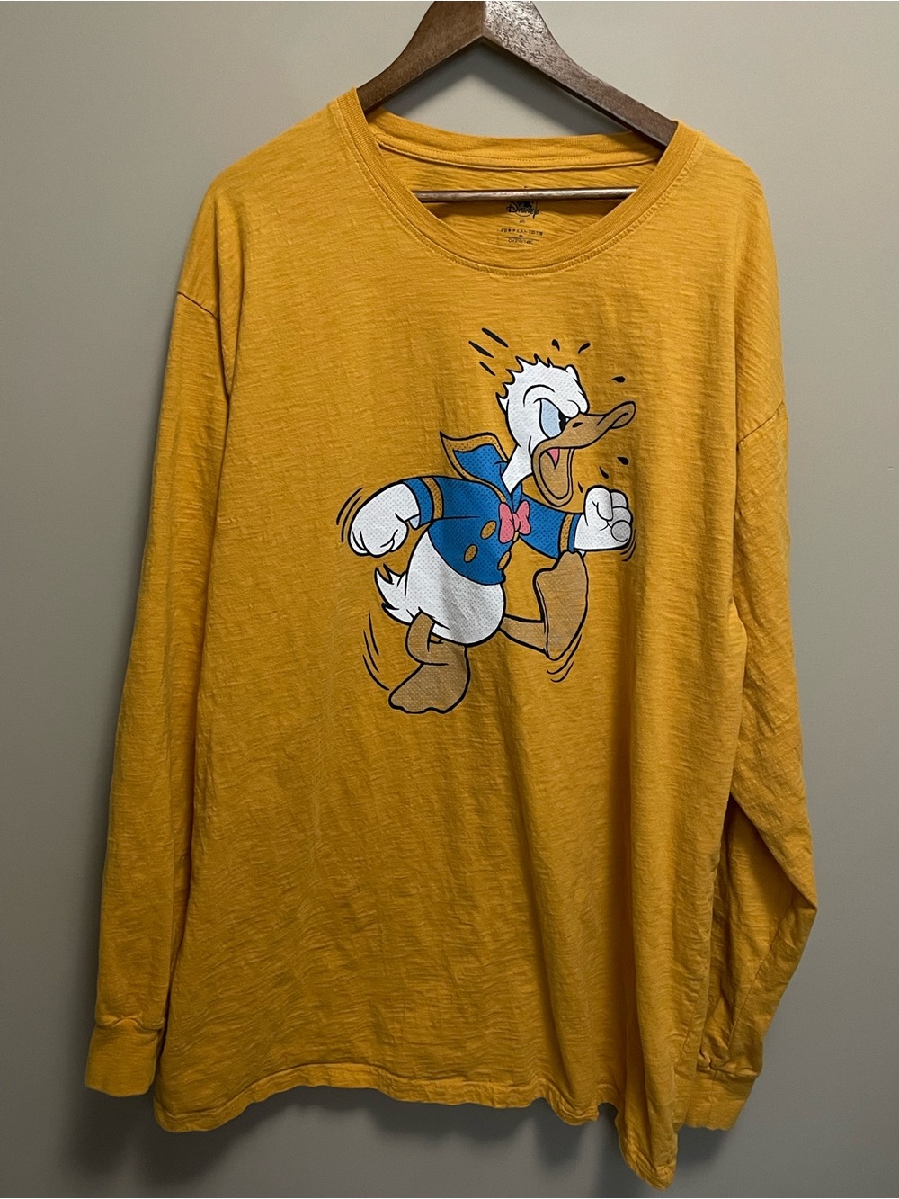 Disney Donald Duck Golden Yellow Crew Neck Long Sleeve Tee Men Women 4XL